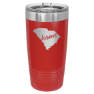 Laser etched red 20 oz vacuum insulated tumbler with 'South Carolina Home' design
