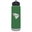Laser etched green 20 oz vacuum insulated water bottle with 'South Carolina Home' design