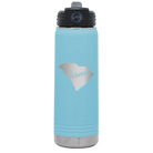Laser etched light blue 20 oz vacuum insulated water bottle with 'South Carolina Home' design