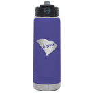 Laser etched purple 20 oz vacuum insulated water bottle with 'South Carolina Home' design