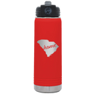 Laser etched red 20 oz vacuum insulated water bottle with 'South Carolina Home' design