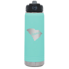 Laser etched teal 20 oz vacuum insulated water bottle with 'South Carolina Home' design