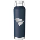 Laser etched navy 24 oz vacuum insulated water bottle with 'South Carolina Home' design