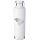 Laser etched white 24 oz vacuum insulated water bottle with 'South Carolina Home' design