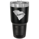Laser etched black 30 oz vacuum insulated tumbler with 'South Carolina Home' design