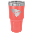 Laser etched coral 30 oz vacuum insulated tumbler with 'South Carolina Home' design