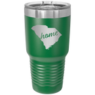 Laser etched green 30 oz vacuum insulated tumbler with 'South Carolina Home' design