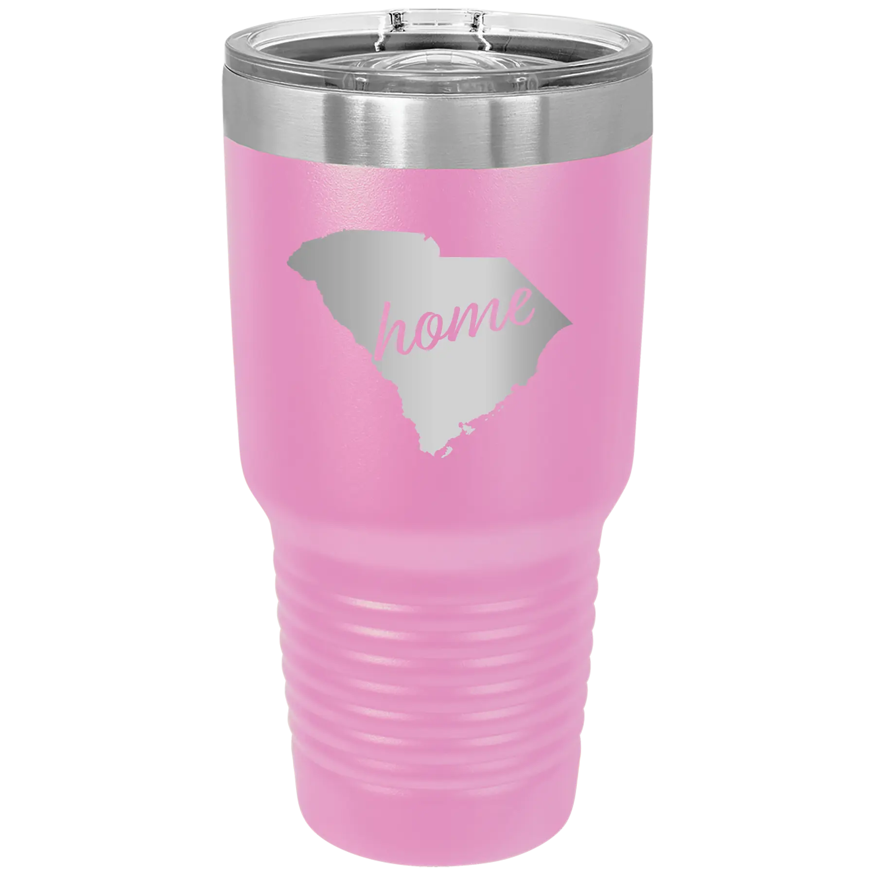 Laser etched light purple 30 oz vacuum insulated tumbler with 'South Carolina Home' design