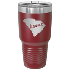 Laser etched maroon 30 oz vacuum insulated tumbler with 'South Carolina Home' design