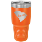 Laser etched orange 30 oz vacuum insulated tumbler with 'South Carolina Home' design