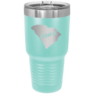 Laser etched teal 30 oz vacuum insulated tumbler with 'South Carolina Home' design