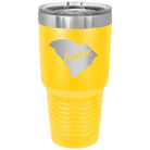 Laser etched yellow 30 oz vacuum insulated tumbler with 'South Carolina Home' design