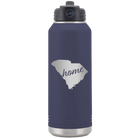 Laser etched navy 32 oz vacuum insulated water bottle with 'South Carolina Home' design