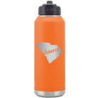Laser etched orange 32 oz vacuum insulated water bottle with 'South Carolina Home' design