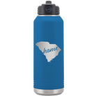 Laser etched royal blue 32 oz vacuum insulated water bottle with 'South Carolina Home' design