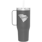 Laser etched slate 40 oz vacuum insulated tumbler mug with 'South Carolina Home' design