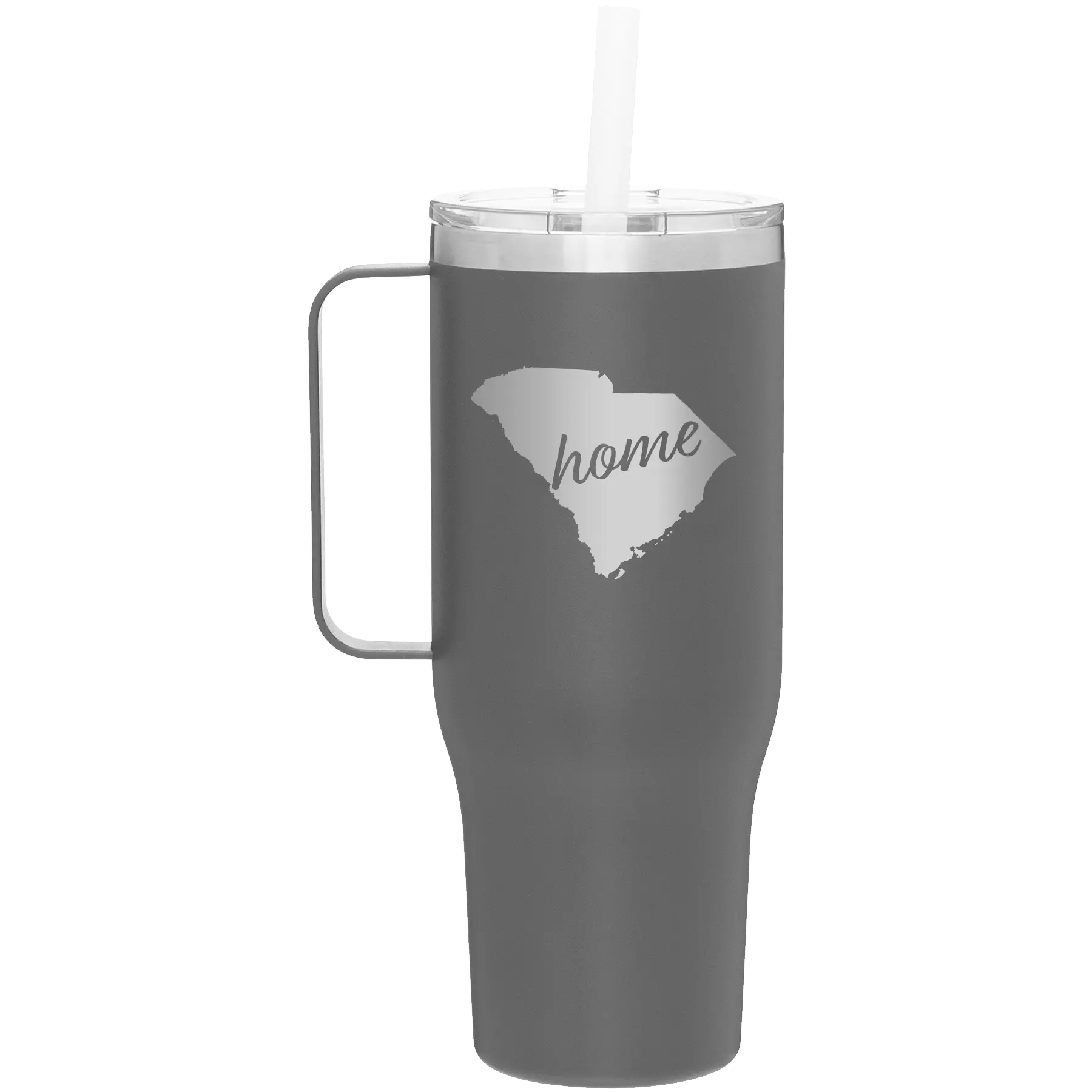 Laser etched slate 40 oz vacuum insulated tumbler mug with 'South Carolina Home' design