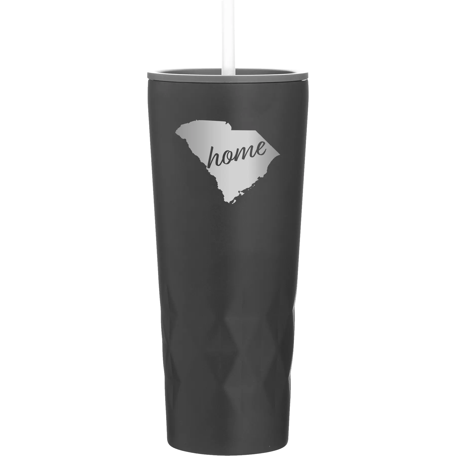Laser etched black 20 oz vacuum insulated tumbler with 'South Carolina Home' design