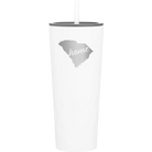 Laser etched white 20 oz vacuum insulated tumbler with 'South Carolina Home' design
