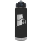 Laser etched black 20 oz vacuum insulated water bottle with 'Rhode Island Home' design