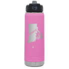 Laser etched light purple 20 oz vacuum insulated water bottle with 'Rhode Island Home' design