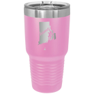 Laser etched light purple 30 oz vacuum insulated tumbler with 'Rhode Island Home' design