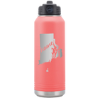 Laser etched coral 32 oz vacuum insulated water bottle with 'Rhode Island Home' design