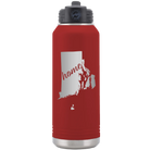 Laser etched maroon 32 oz vacuum insulated water bottle with 'Rhode Island Home' design
