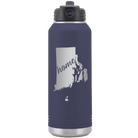 Laser etched navy 32 oz vacuum insulated water bottle with 'Rhode Island Home' design