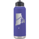 Laser etched purple 32 oz vacuum insulated water bottle with 'Rhode Island Home' design
