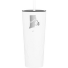 Laser etched white 20 oz vacuum insulated tumbler with 'Rhode Island Home' design