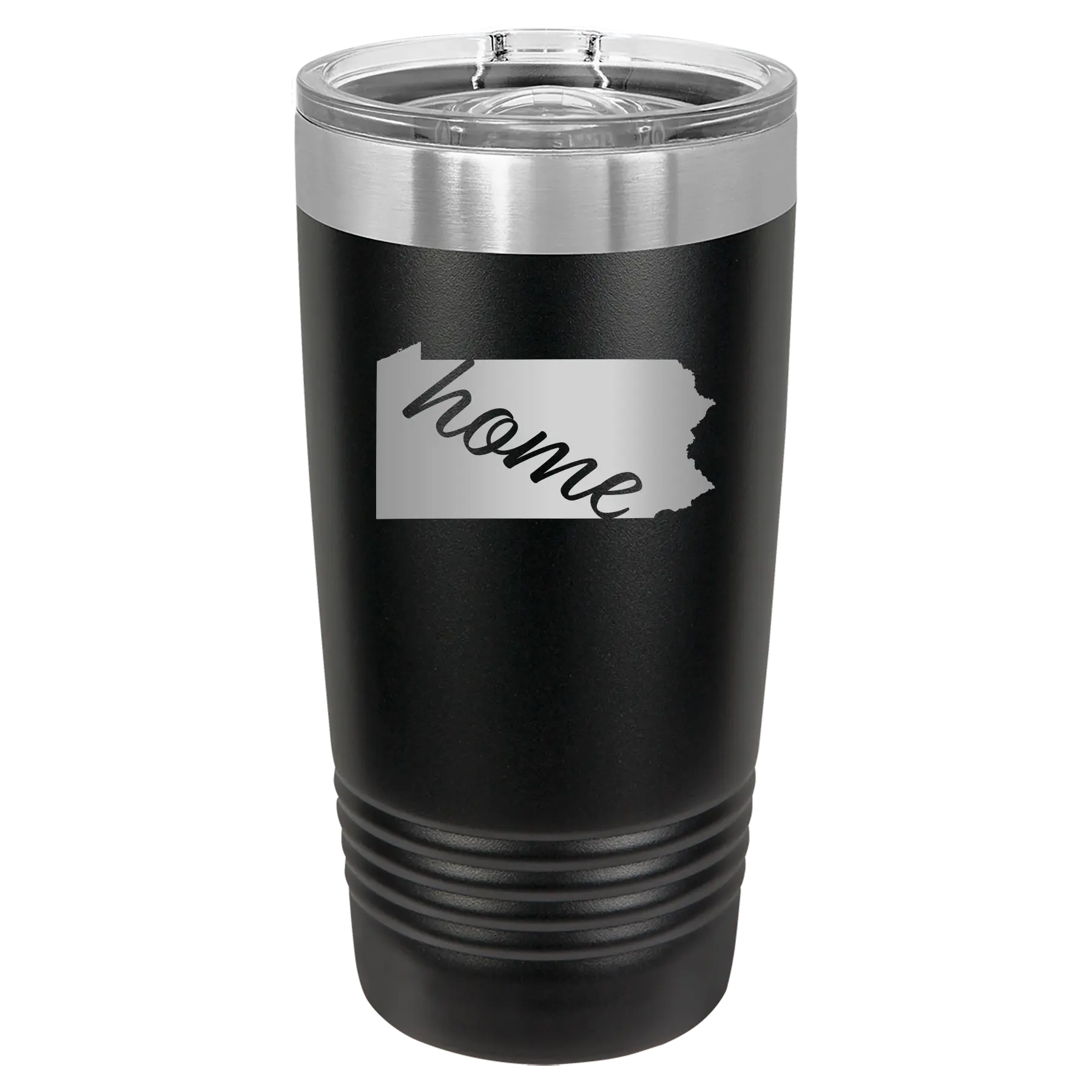 Laser etched black 20 oz vacuum insulated tumbler with 'Pennsylvania Home' design