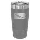 Laser etched dark gray 20 oz vacuum insulated tumbler with 'Pennsylvania Home' design