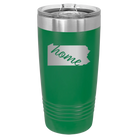 Laser etched green 20 oz vacuum insulated tumbler with 'Pennsylvania Home' design