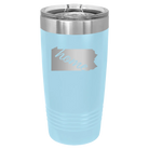 Laser etched light blue 20 oz vacuum insulated tumbler with 'Pennsylvania Home' design