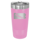 Laser etched light purple 20 oz vacuum insulated tumbler with 'Pennsylvania Home' design