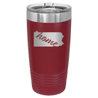 Laser etched maroon 20 oz vacuum insulated tumbler with 'Pennsylvania Home' design