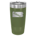 Laser etched olive green 20 oz vacuum insulated tumbler with 'Pennsylvania Home' design