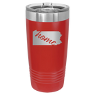 Laser etched red 20 oz vacuum insulated tumbler with 'Pennsylvania Home' design