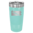 Laser etched teal 20 oz vacuum insulated tumbler with 'Pennsylvania Home' design