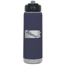Laser etched navy 20 oz vacuum insulated water bottle with 'Pennsylvania Home' design
