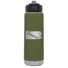 Laser etched olive green 20 oz vacuum insulated water bottle with 'Pennsylvania Home' design