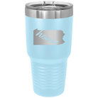 Laser etched light blue 30 oz vacuum insulated tumbler with 'Pennsylvania Home' design