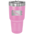 Laser etched light purple 30 oz vacuum insulated tumbler with 'Pennsylvania Home' design