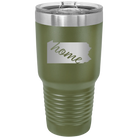 Laser etched olive green 30 oz vacuum insulated tumbler with 'Pennsylvania Home' design
