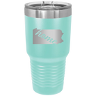 Laser etched teal 30 oz vacuum insulated tumbler with 'Pennsylvania Home' design