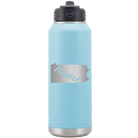 Laser etched light blue 32 oz vacuum insulated water bottle with 'Pennsylvania Home' design