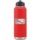 Laser etched red 32 oz vacuum insulated water bottle with 'Pennsylvania Home' design