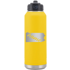 Laser etched yellow 32 oz vacuum insulated water bottle with 'Pennsylvania Home' design