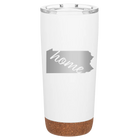 Laser etched white 20 oz vacuum insulated tumbler with 'Pennsylvania Home' design